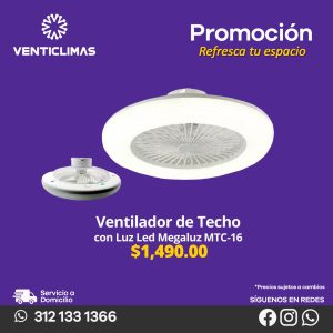 Ventilador De Techo Con Lámpara Led y Bocina Bluetooth Megaluz